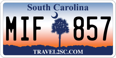 SC license plate MIF857