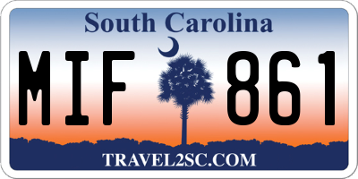 SC license plate MIF861