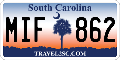 SC license plate MIF862