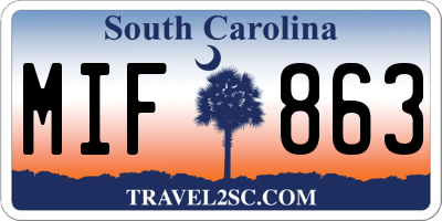 SC license plate MIF863