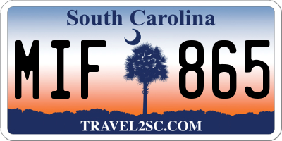 SC license plate MIF865