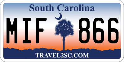 SC license plate MIF866