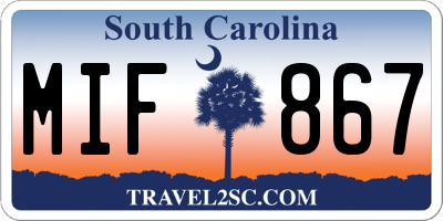SC license plate MIF867