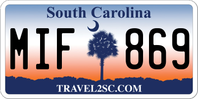 SC license plate MIF869