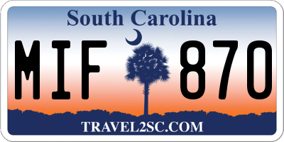 SC license plate MIF870