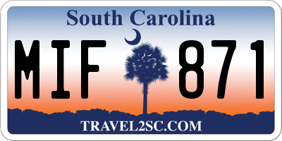 SC license plate MIF871