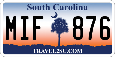 SC license plate MIF876