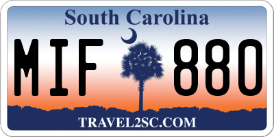 SC license plate MIF880