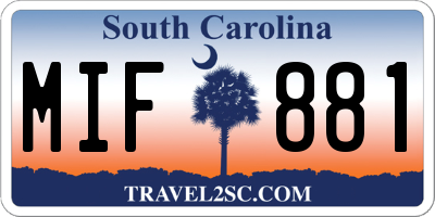 SC license plate MIF881