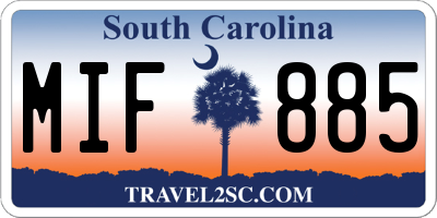SC license plate MIF885