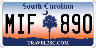 SC license plate MIF890