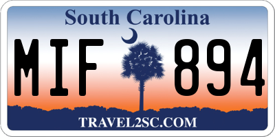 SC license plate MIF894