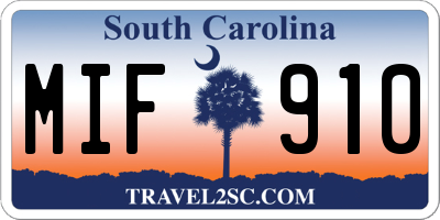 SC license plate MIF910