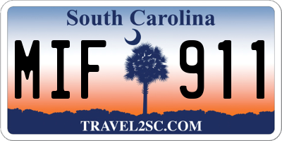 SC license plate MIF911