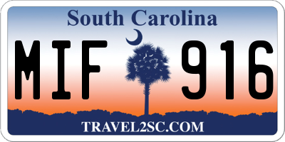 SC license plate MIF916