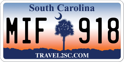 SC license plate MIF918