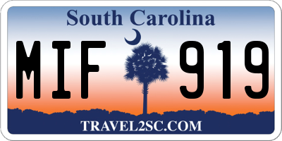 SC license plate MIF919