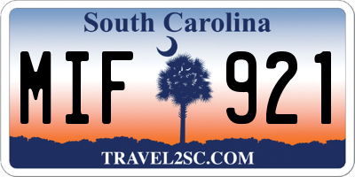 SC license plate MIF921