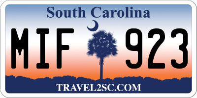 SC license plate MIF923