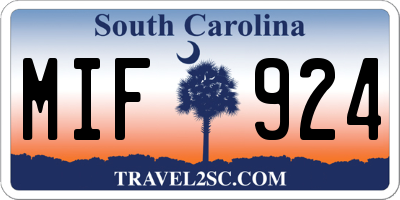 SC license plate MIF924