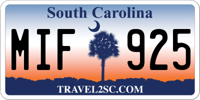 SC license plate MIF925