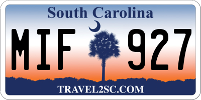 SC license plate MIF927