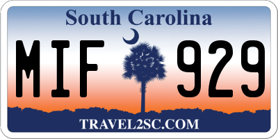 SC license plate MIF929