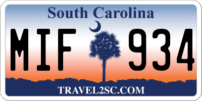 SC license plate MIF934