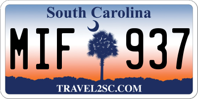 SC license plate MIF937