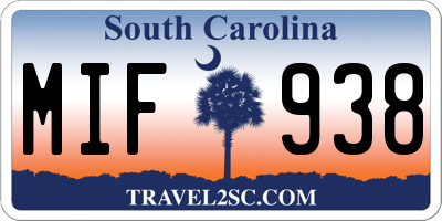 SC license plate MIF938