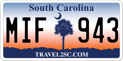 SC license plate MIF943