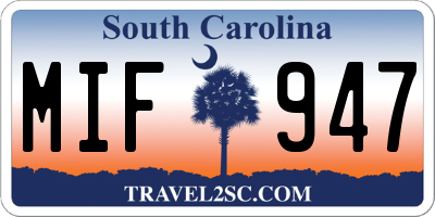 SC license plate MIF947