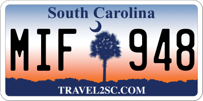 SC license plate MIF948
