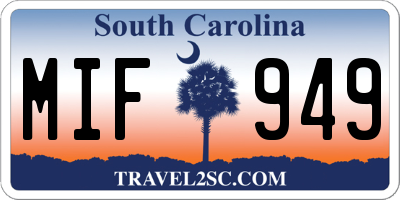 SC license plate MIF949
