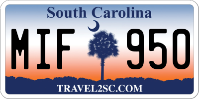 SC license plate MIF950
