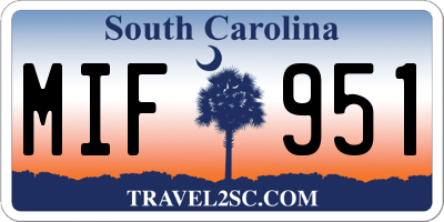 SC license plate MIF951