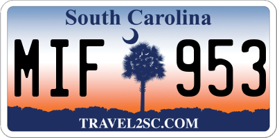 SC license plate MIF953
