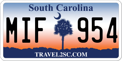 SC license plate MIF954