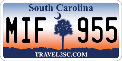 SC license plate MIF955