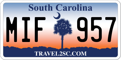SC license plate MIF957