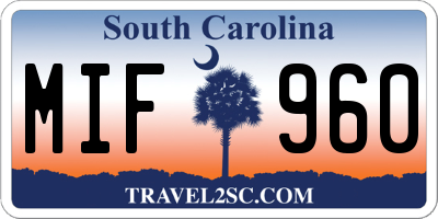 SC license plate MIF960