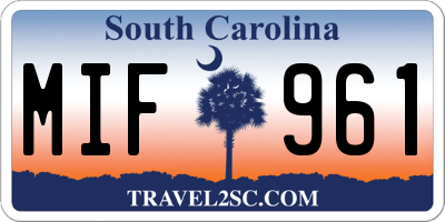 SC license plate MIF961