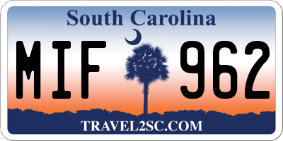 SC license plate MIF962