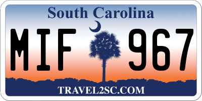 SC license plate MIF967