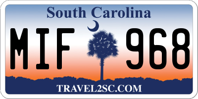 SC license plate MIF968
