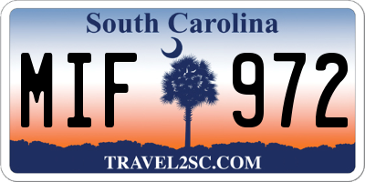 SC license plate MIF972
