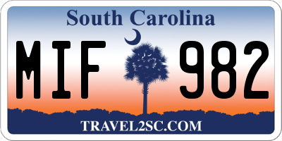 SC license plate MIF982