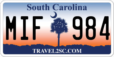 SC license plate MIF984