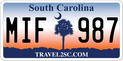 SC license plate MIF987