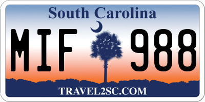 SC license plate MIF988